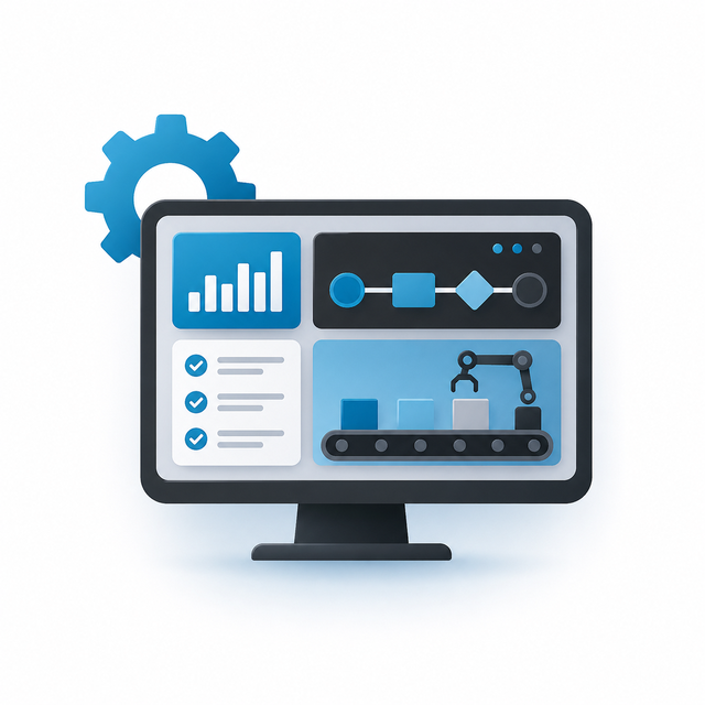 Illustration Produktionssteuerung und ERP-MES Dashboard